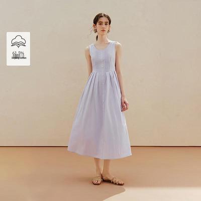 Robe sans manches plissée à la taille style français INMAN