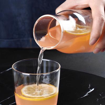 Glass Water Pitcher Set with Glass Cup 500ML/600ML Heat Resistant V-Shaped Mouth Glass Carafe Large Capacity Mouthwash Bottle