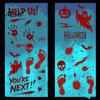 Temporary Party Wall Murals Halloween Horror Stickers, with Spooky Handprints Footprints Printed, Staircase Stickers Self-adhesive Decals, for