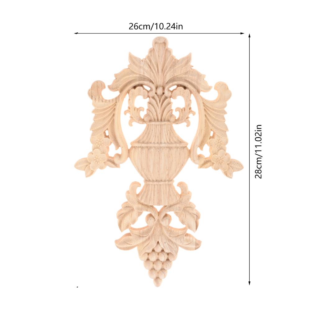 1PC Wood Appliques Onlays Center Wooden Carved Decal Unpainted Decorative Carving for Door Wall Cabinet Bed Sofa DIY Furniture