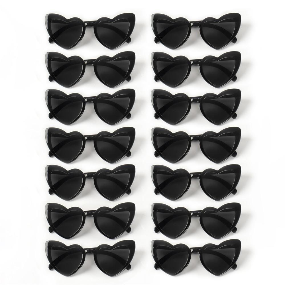 14PCS Cat Eye Glasses Heart-Shaped Plastic Frame Polycarbonate Decorative Vintage Included for Party Wedding Music Festival