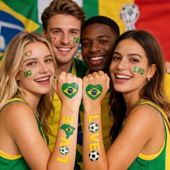 Glow Soccer Tattoos, Waterproof Temporary Freckle Stickers, Football Fan Body Art for Game Day, Night Party Makeup