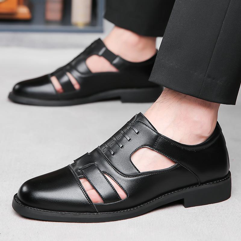 

Новые мужские туфли от модного дизайнера Hollow, весна-лето-осень, сумка-голова, обувь для прогулок на открытом воздухе, модные повседневные сандалии для мужчин 38