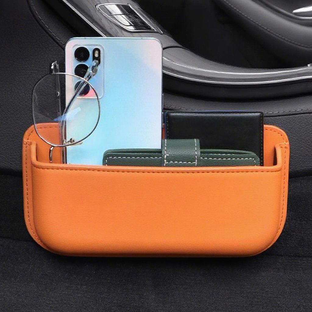 Car Side Pocket Organizer PU Leather Self-Adhesive Sunglass Holder Car Multi-purpose Holder Case Auto Storage Pocket Organizer