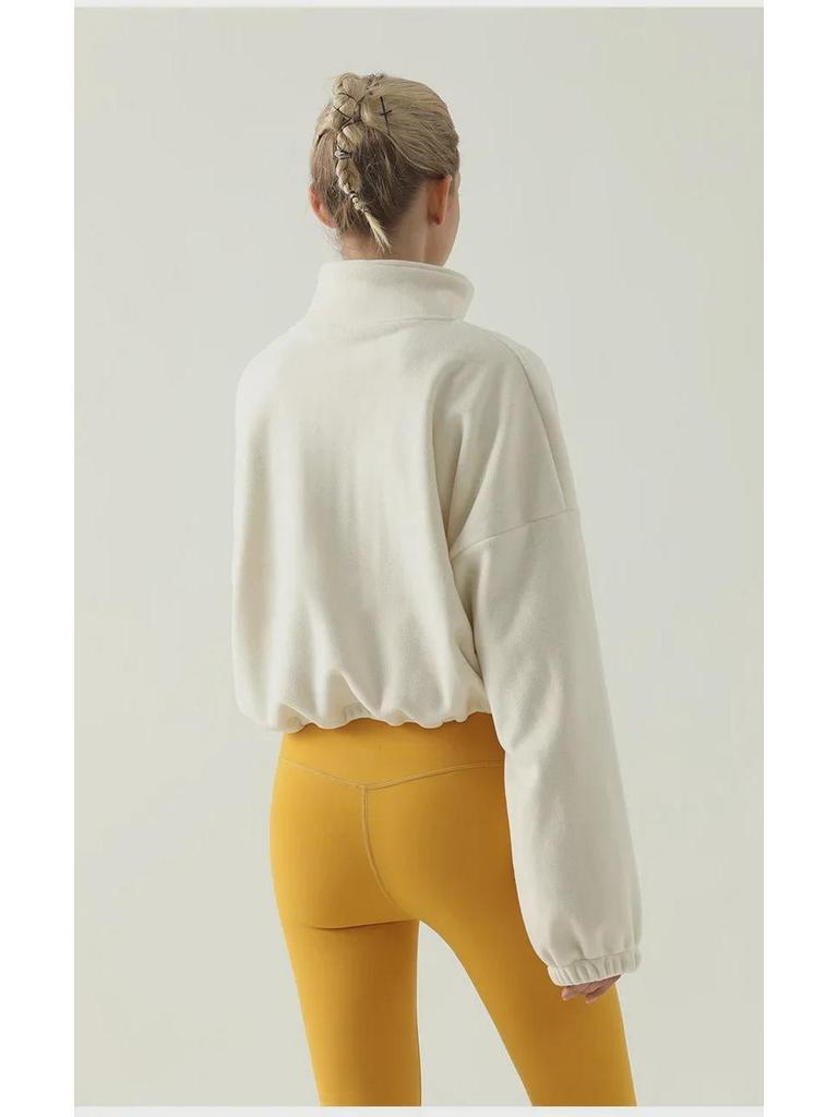 Velvet-Enhanced Stand Collar Sports Jacket: Warm, Thickened, and Perfect for Outdoor Fitness and Running in Autumn and Winter