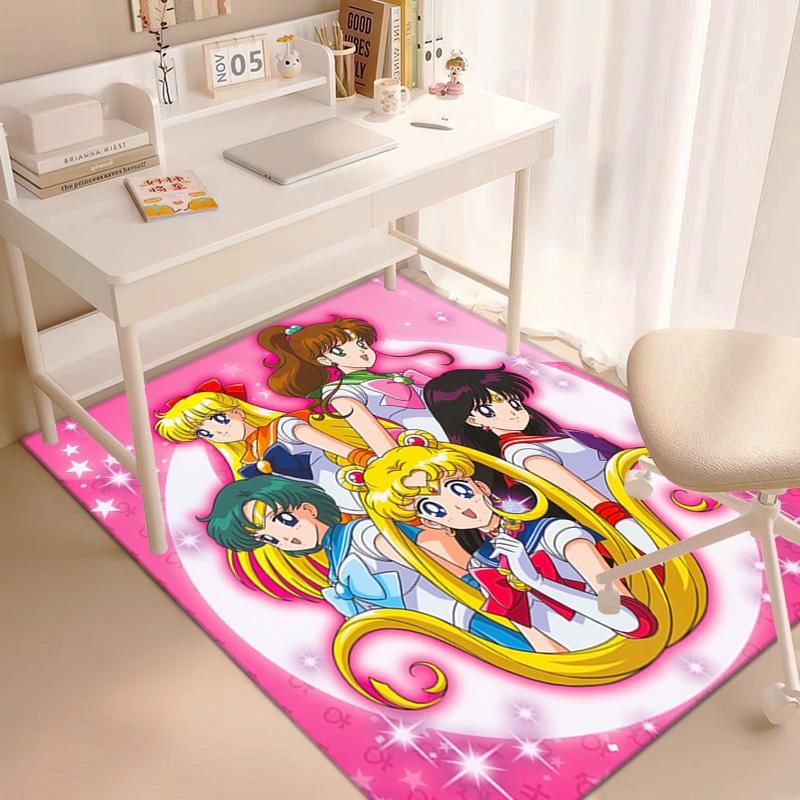 Cute Cartoon Theme Sailor Moon Tsukino Usagi Cartoon Rug Multifunctional Household Anti-slip Decorative Door Mat, Outdoor Floor Mat, and Carpet Y8