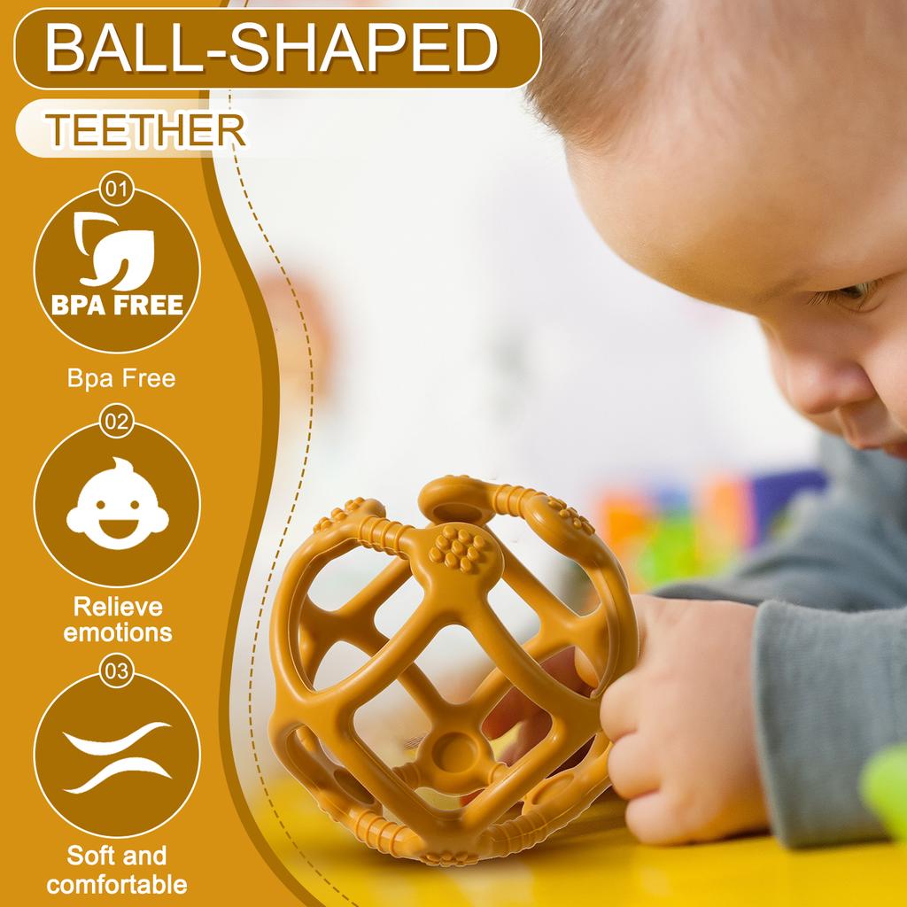 Color Kids 1PCS Silicone Baby Toy Ball Shape Chewing Toys Toddler Teether Toy BPA Free Teething Toys For Babies Soft Baby Stuff