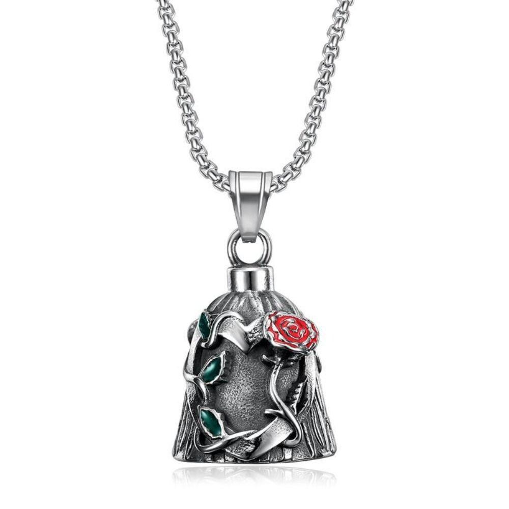 3D Design Motorcycle Guardian Bell Rose Design Evil Spirit Trap Bell Riding Bell Pendant  Men Gifts