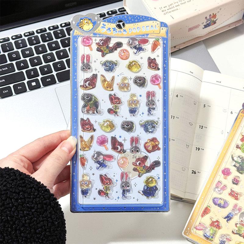 Disney Zootopia 3D Embossed Crystal Sticker Cute Cartoon Judy Nick DIY Mobile Phone Decoration Sticker Student Stationery Gift