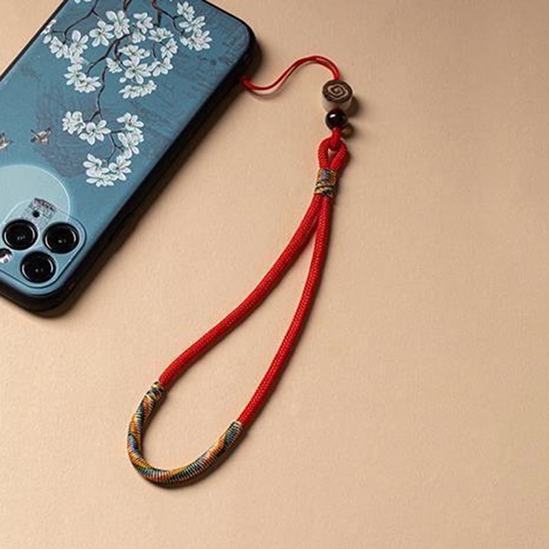 Chinese Style Phone Wrist Charm Strap Cell Phone Finger Keychain Hand-Woven Ring Buckle Pendant Cloud Pattern