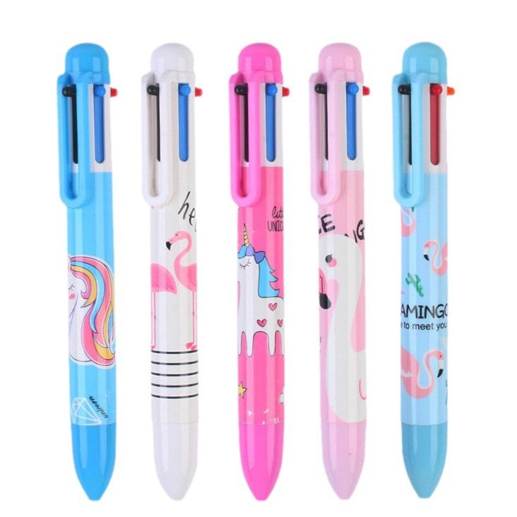 Cute Cartoon 0.5mm Multicolor Ballpoint Pen Set - No Ink Leakage, Press-Type for Bullet Journals (6 Colors).