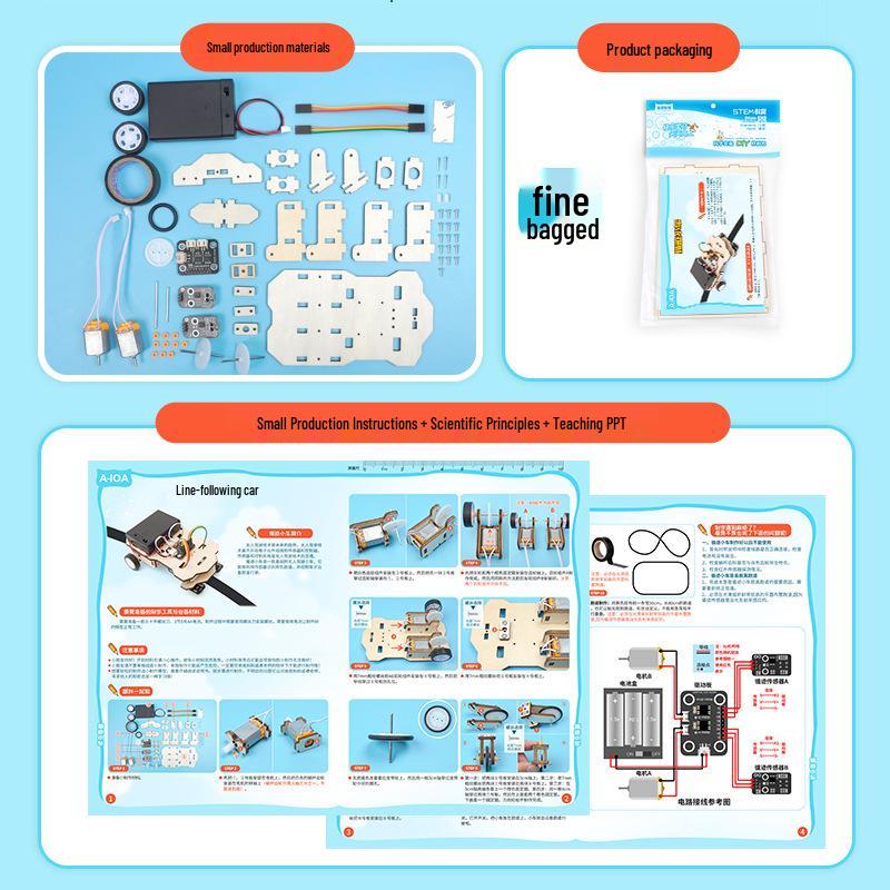 Children's STEM DIY Line-Following Car Kit: Educational Science & Technology Model