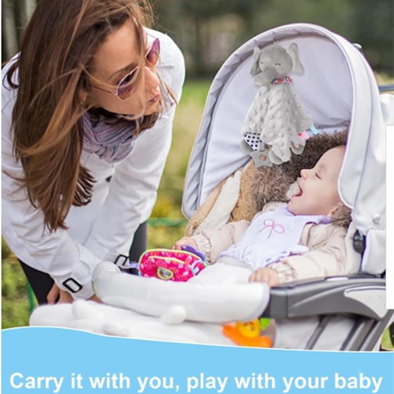 Elephant Baby Comforter Blanket Soft Appease Towel Baby Rattle Animals Toys Soothe Reassure Sleeping Towel Lathe HangingToddler