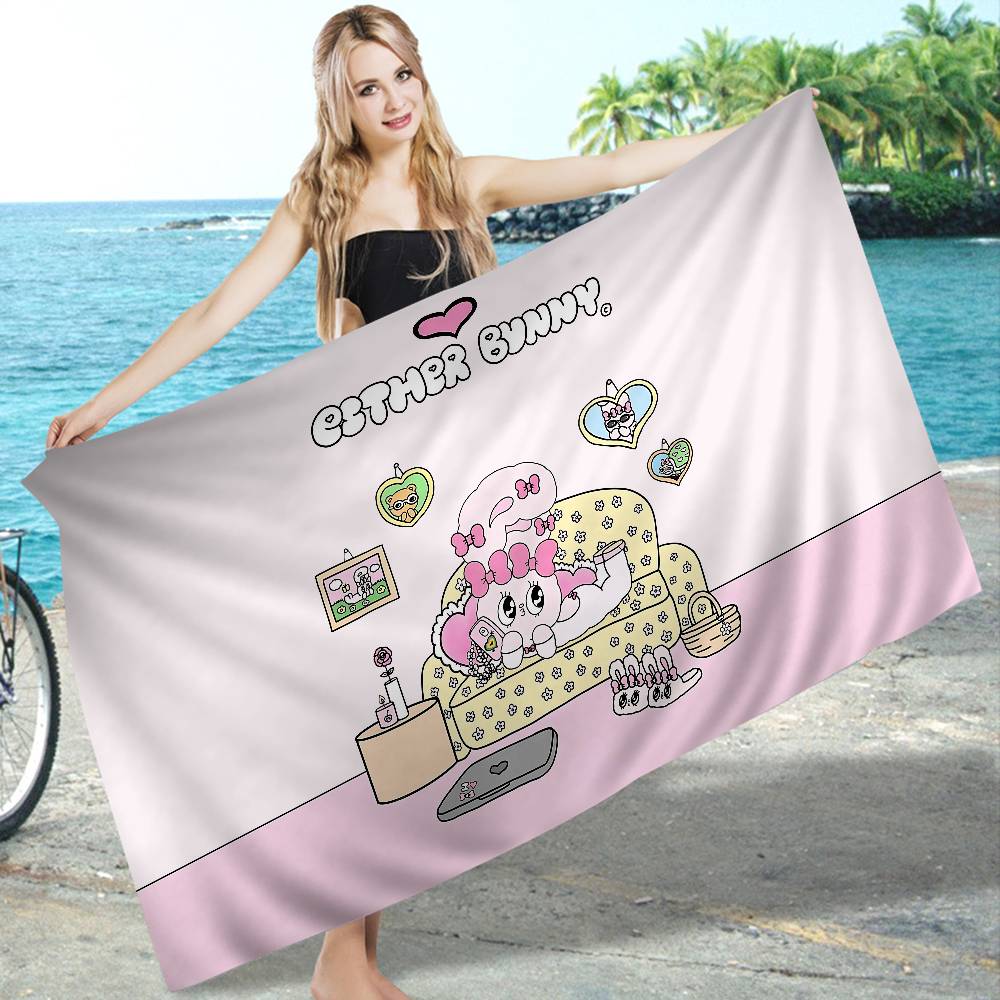 Character E-Esther B-Bunny Microfiber Blanket Quick Drying Beach Towels Oversized Printing Super Absorbent Pool Towel Blanket