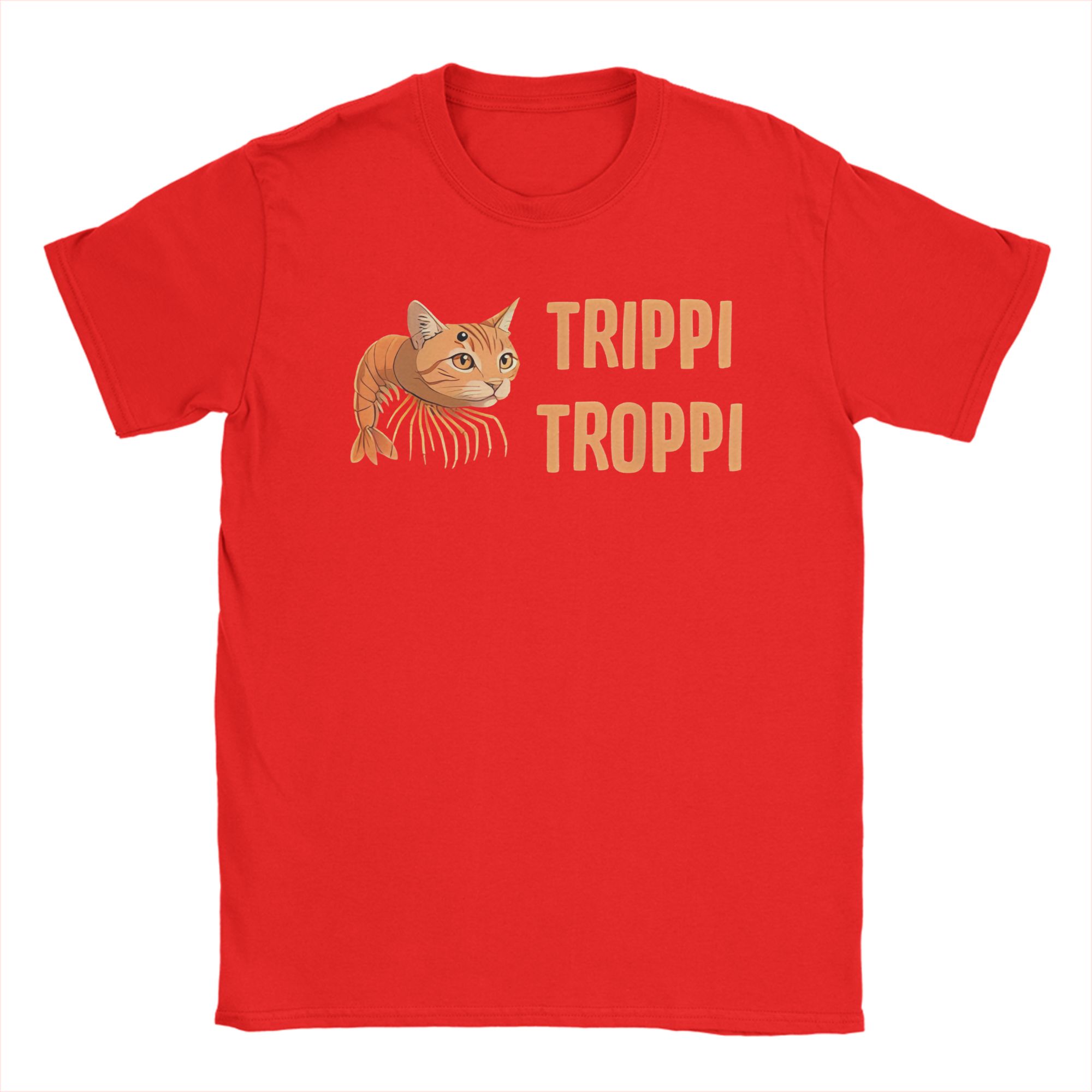 Trippi Troppi Cat Shrimp T-Shirt for Unisex Italian Brainrot Cotton Tee Shirt Crewneck Short Sleeve T Shirt Gift Idea Clothing S