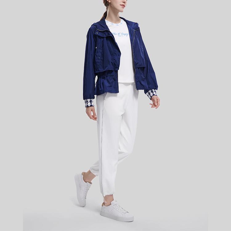 Fila Solid Color Zip-Up Hooded Long Sleeve Jacket Women Jackets Tahoe-Blue F11W334707F-DB