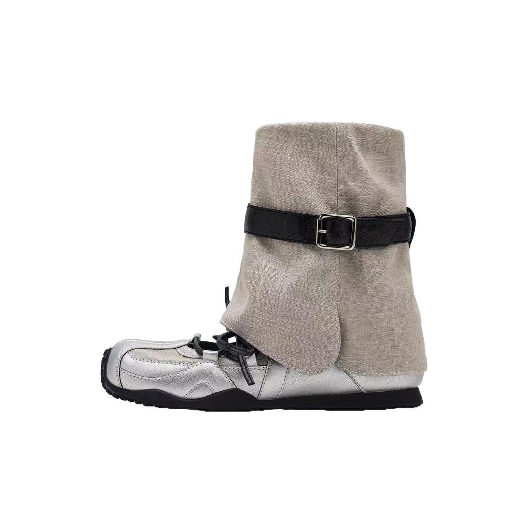 Sleeve lace-up Mary Jane shoes women's 2025 summer new fashion versatile super cool sports leisure pile short boots
