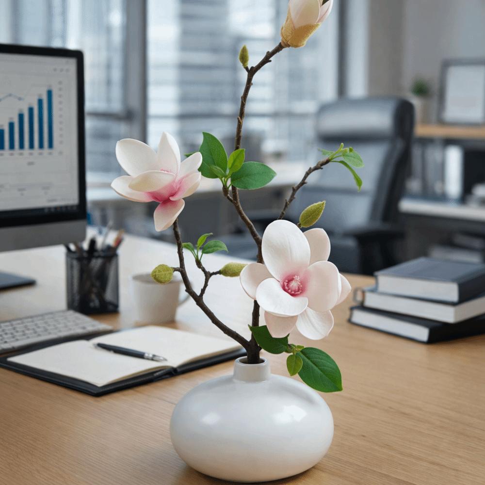 Realistische Haptik Künstliche Orchideenblüten Langer Ast Magnolienzweige Bürodekoration