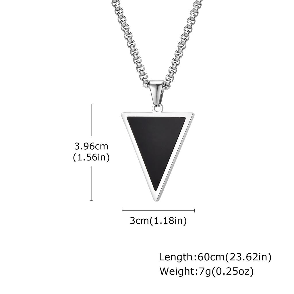 Geometric Pendant Necklace for Men Boys,Stainless Steel Inverted Triangle Natural Stone Collars,Trendy Jewelry Gifts