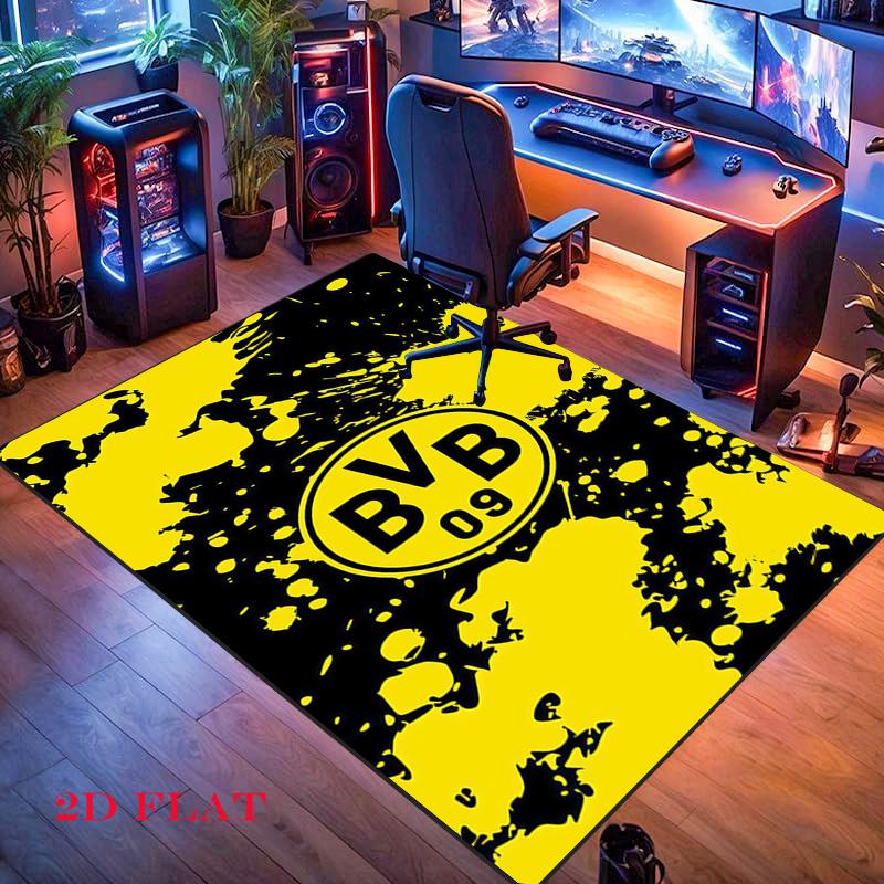 Borussia Dortmund Logo Teppich für Wohnzimmer Schlafzimmer Zuhause Sofadekoration, rutschfeste Bodenmatte für Kinder