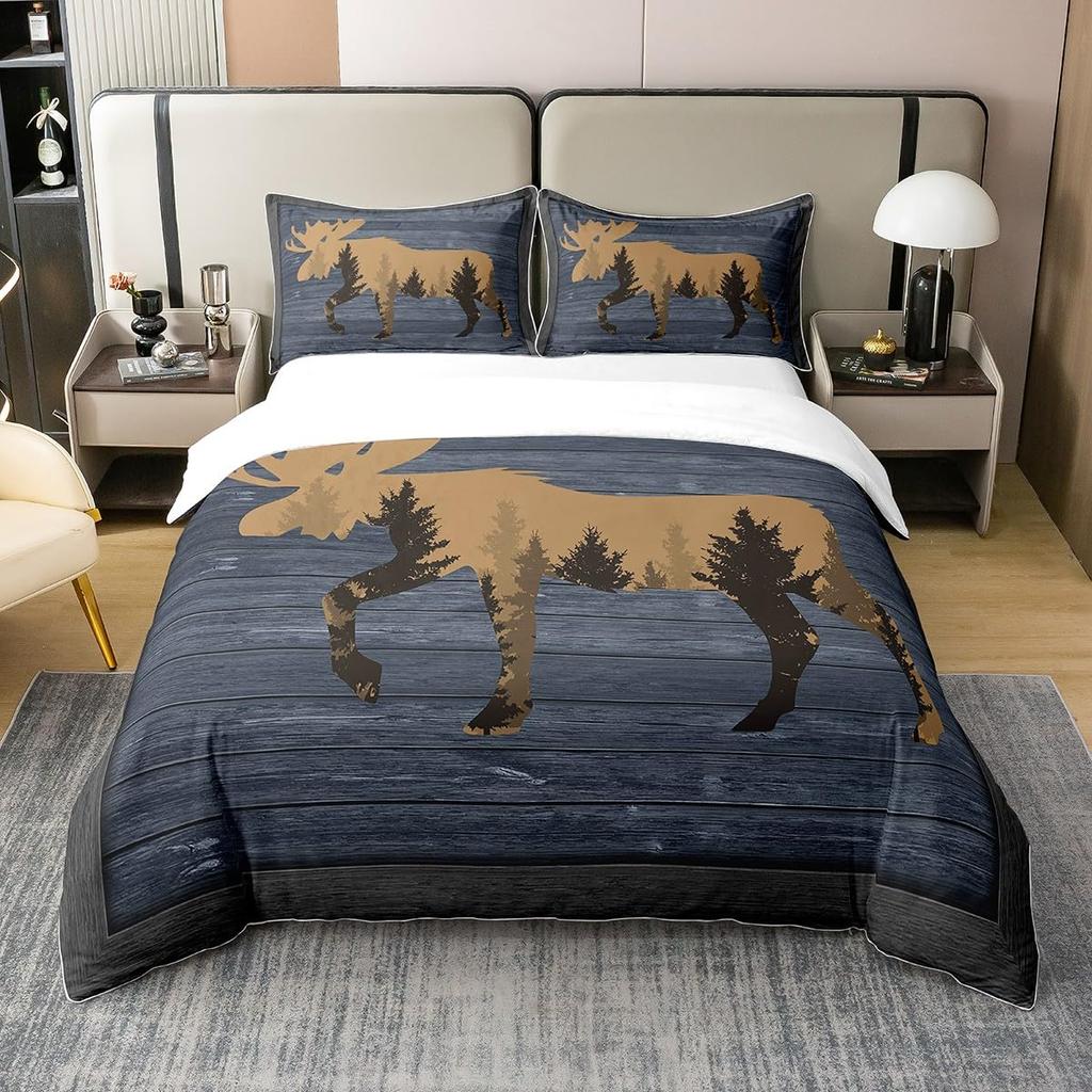 Cool Deer Bedding Collections King Queen Size Comforter Collections For Boys Kids Comforter Collections With 1 Comforter 2Pillowcases Room Decor