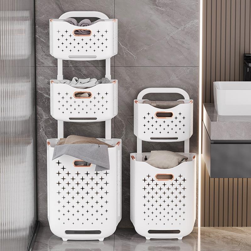 Foldable Dirty Clothes Basket Movable Storage Baskets Laundry Basket Clothes Storage Rack Storage Basket Bathroom Organizer
