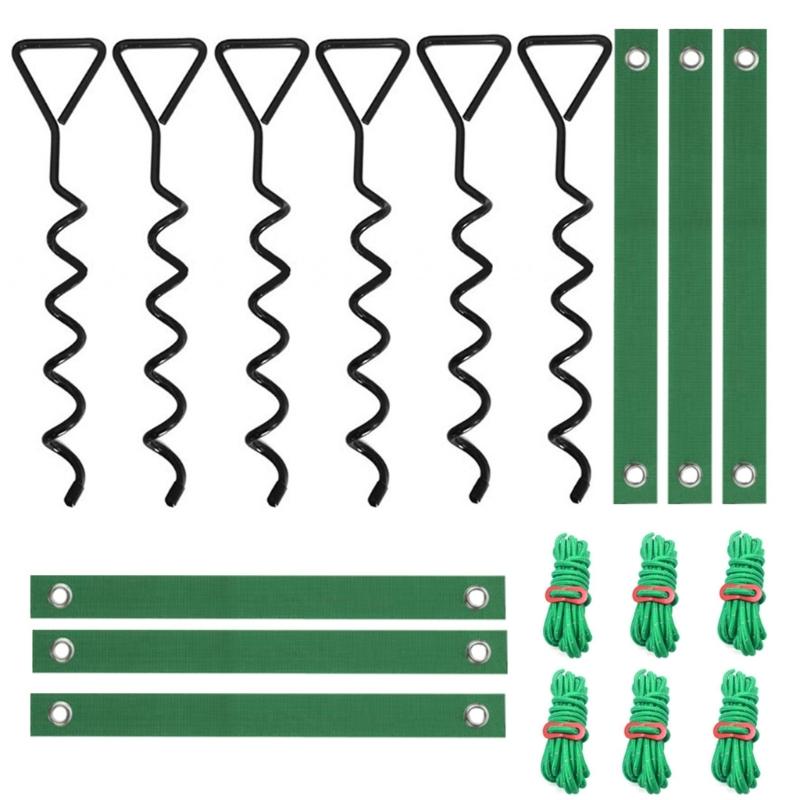 Tree Support Kit with Twist-In Soil Stakes, Grommet Ties and Tie Ropes for Freshly Planted Trees in Yard Spaces
