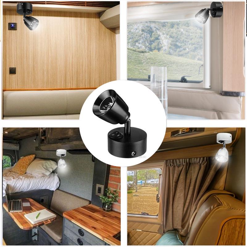 12V LED Wohnmobil-Scheinwerfer: 3W Niedervolt-Nachttisch-Leselampe für Wohnmobile, Yachten und den maritimen Einsatz