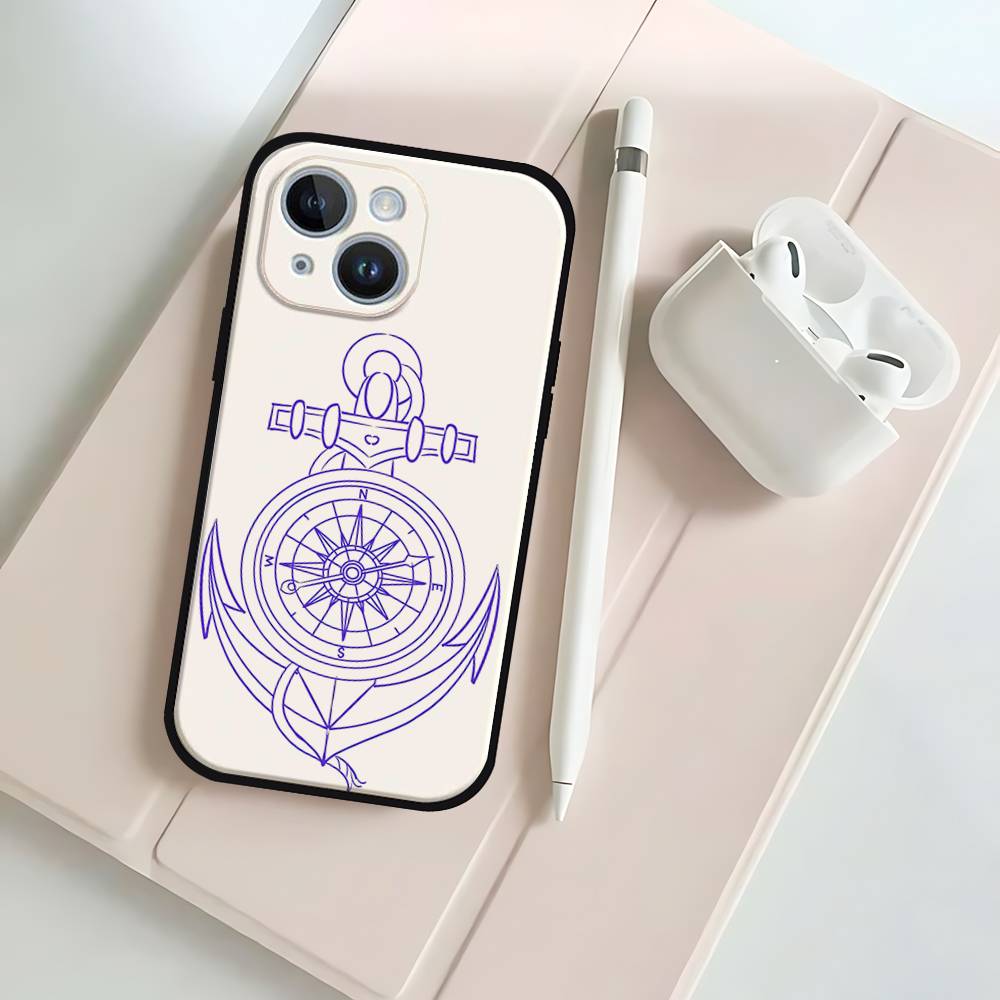 Fashion Vintage Compass Black Phone Case That Fits For IPhone 17,16,15,11,13,14 Pro Max,Plus,X,Xr,Xs Max,13Mini