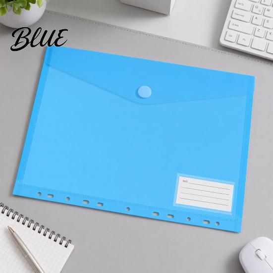 Transparent File Pouch And Loop Folder Label with Set Plastic Pocket Hook Closure Clear Long-term Document Storage Bag Poly