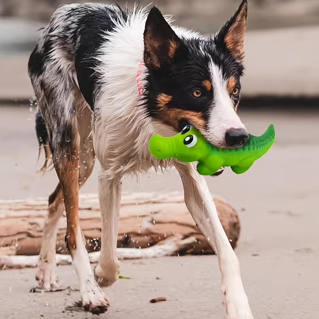 Durable Rubber Dog Chew Toy for Aggressive Chewers - Crocodile-Shaped Latex with Squeaky Sound,Suitable for All Breeds, Chew Toy