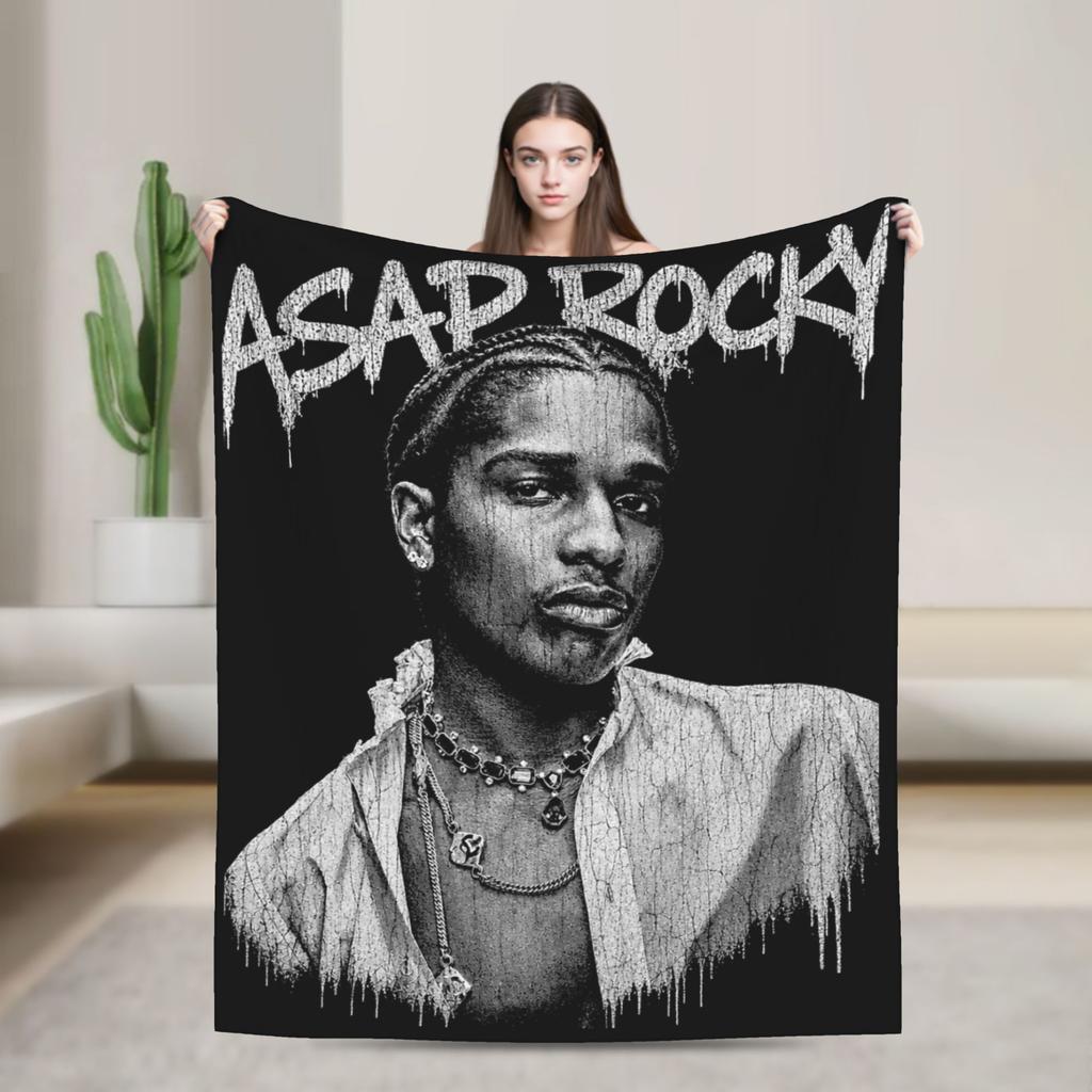 ASAP Rockys Retro Blankets Fleece Winter Breathable Super Warm Throw Blankets for Bed Car Plush Thin Quilt