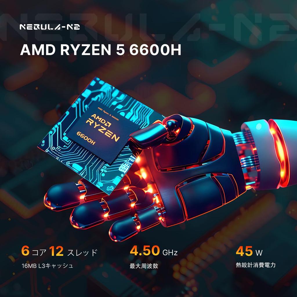 ORIGIMAGIC N2 Mini PC Ryzne 5 6600H Up To 32GB DDR5 512GB NVMe SSD OS 11 Pro Mini Pc Dual USB Dual HDMI WIFI BT 4 Screen Gaming Mini Computer (6C/12T,