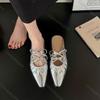 Fashion Comemore Baotou Half Slippers for Women Spring Summer Casual Mules Mary Jane Single Shoe Solid Flat Bottom Butterfly-knot Slides