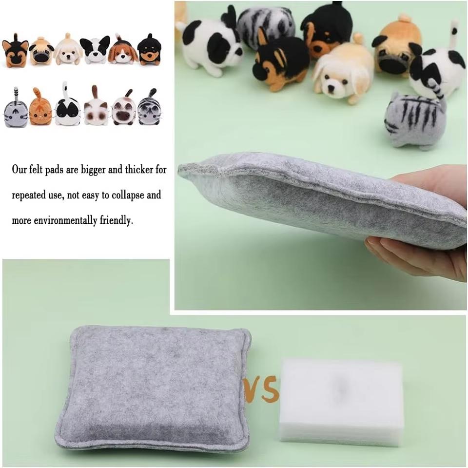 Animals DIY Needle Felting Set Non-Finished Cat Handmade Wool Felting Material For Beginners Needle Felting Supplies Kits