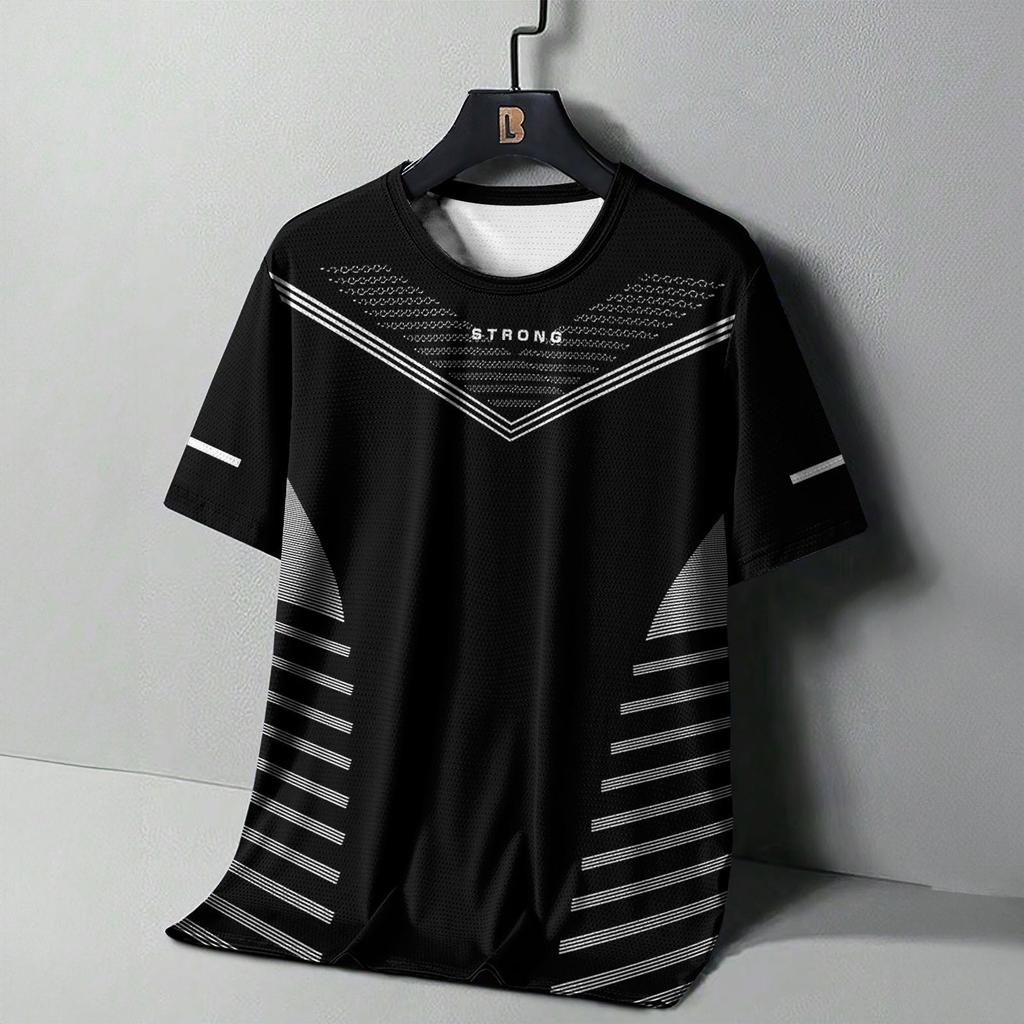 Summer Men's Running T-Shirts 3D Print Oversized Short Sleeve Tops High Elasticity Fitness T Shirt For Men Quick Dry Sports Tees