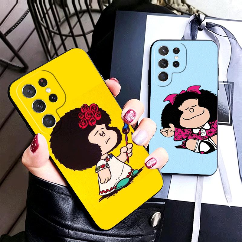 Mafalda Cartoon Cute Soft Phone Case for Samsung Galaxy S26 S25 Edge S24 Ultra S23 Plus S22 S21 FE S20 Black Cover Back Shell
