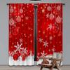 Set Of 2 Flat Printing Christmas Scene Curtains Red Snowflakes Digital Printed Polyester Drapes Birthday Party Use Curtain