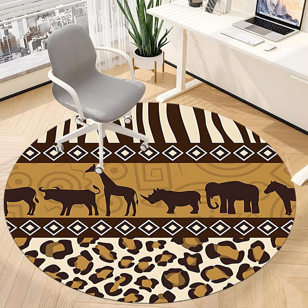 1pc African Giraffe Stripes Office Round Area Rug, Under Office Chairs Bedroom Living Room Home Decor, Room Deco