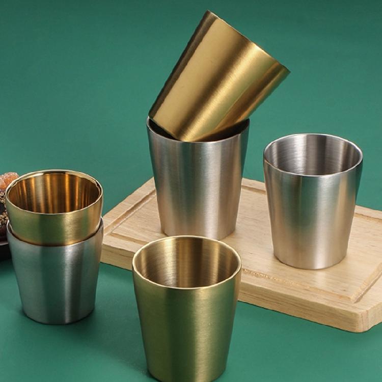 Set of 4 Double Wall Insulated Drinking Cups Stainless Steel Mugs for Outdoor Use Heat Resistant Stackable Coffee Cup