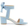 Allegra K Women's Open Toe Sandals with Ankle Tie and Back Block Heel, Sky Blue, Size 25.5cm