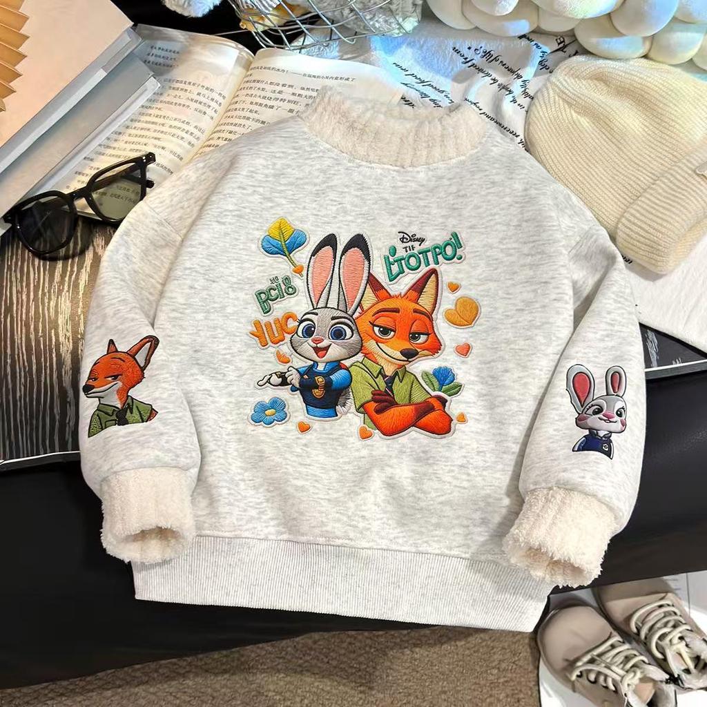 New Autumn/Winter Kids Hoodie - Rabbit Judy & Fox Nick Cartoon Design with Plus Velvet