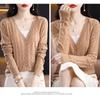 Women S V Neck Long Sleeve Knit Cardigan Slim Fit Solid Color Outerwear