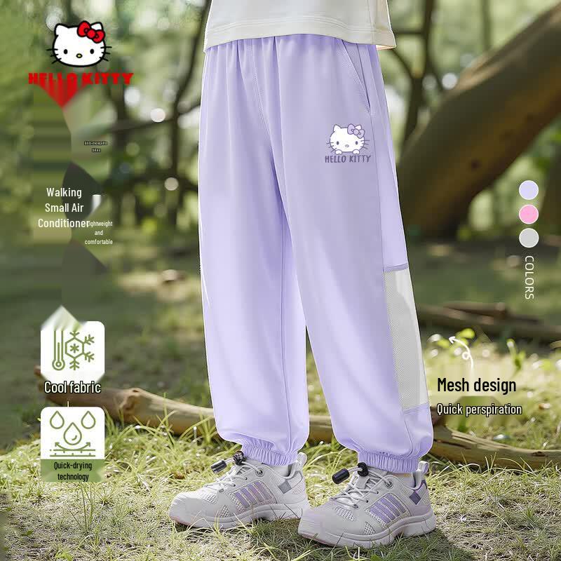 Hello Kitty Girls Summer Quick-Dry Cool-Touch Sports Pants 130 лаванды фиолетового