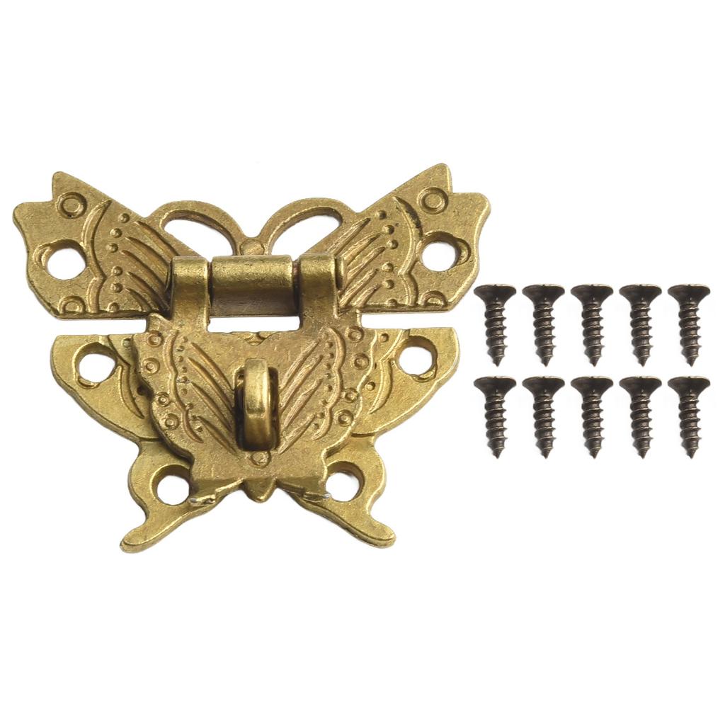 Antique Bronze Lock Butterfly Design Hasp Latch Jewelry Box Lock