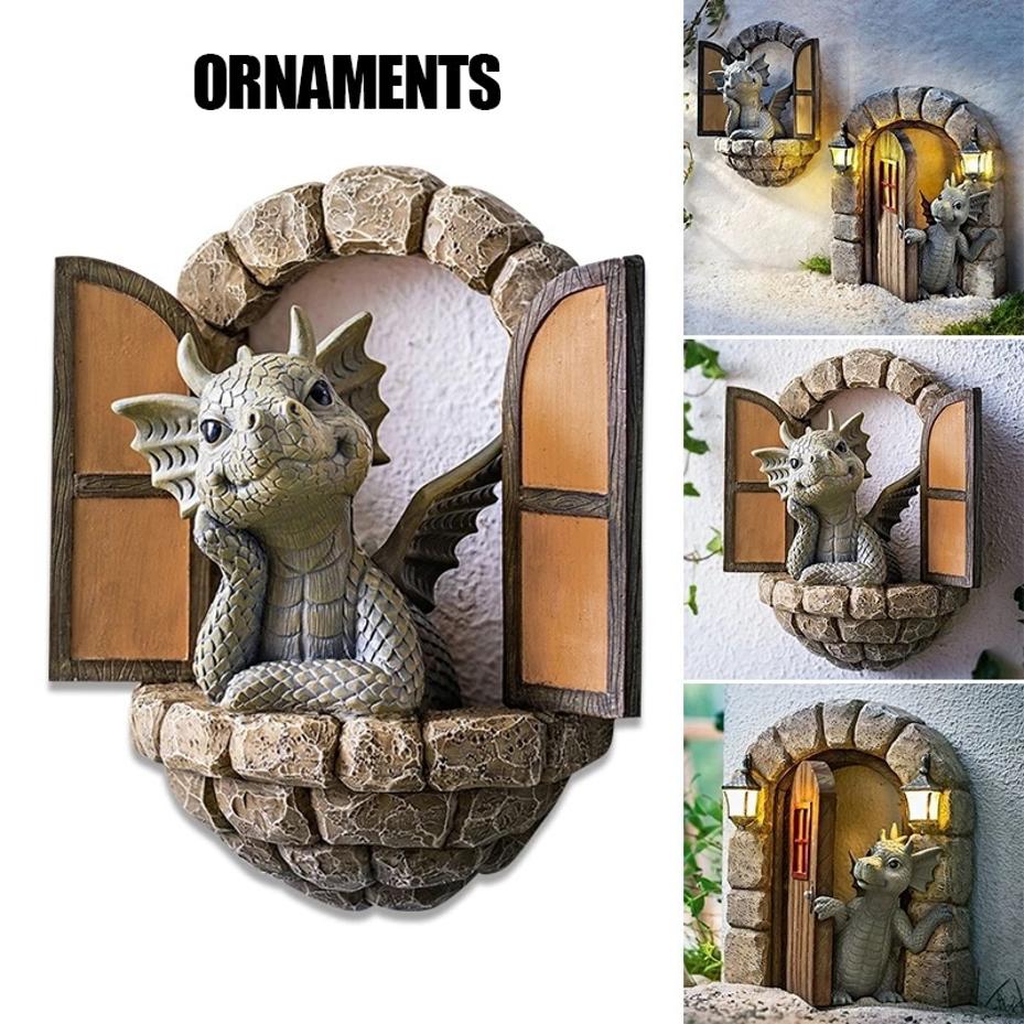 1 Pcs Cute Miniature Dinosaur Resin Model Thinking Statue Outdoor Garden Decor Indoor Home Desktop Pendant Home Decoration Craft