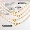 Freshwater Pearl Necklace With Stainless Steel Interlocking Rings Pendant Elegant Short Necklaces Choker For Women
