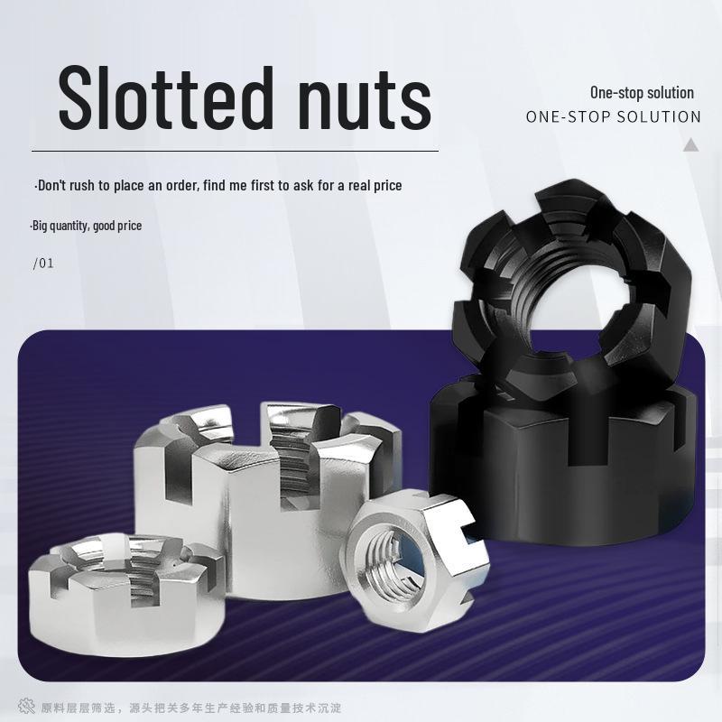 

Hexagonal Slotted Nut - Galvanized, Blackened, High-Strength, Thickened Serrated Pattern, Open Flower Design. Full Range