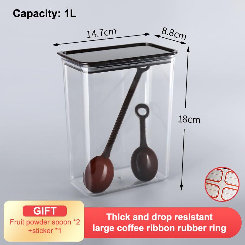 Airtight Food Storage Coffee Powder Container Witith Spoon For Milk Tea Shop Transparent Kitchen Organizer Spice Soybean Storage
