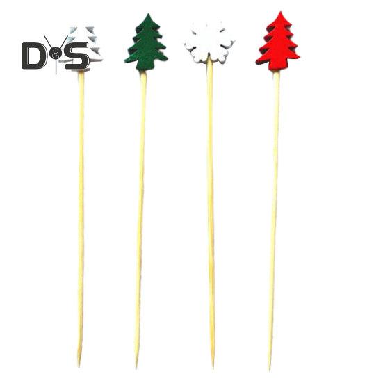 50Pcs Natural Fruit Toothpicks Food Grade Durable Xmas Tree Snowflake Shape Disposable Fruit Sticks